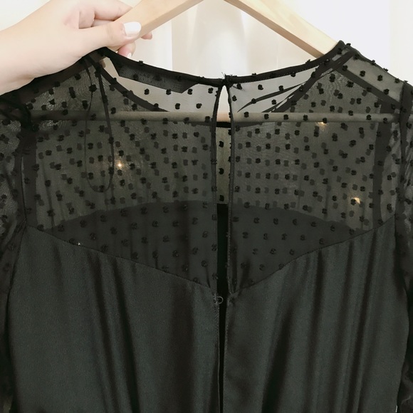 Zara Black Dotted Mesh Romper - Picture 6 of 6